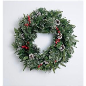 Festive Green Holiday Wreath with Red Accents